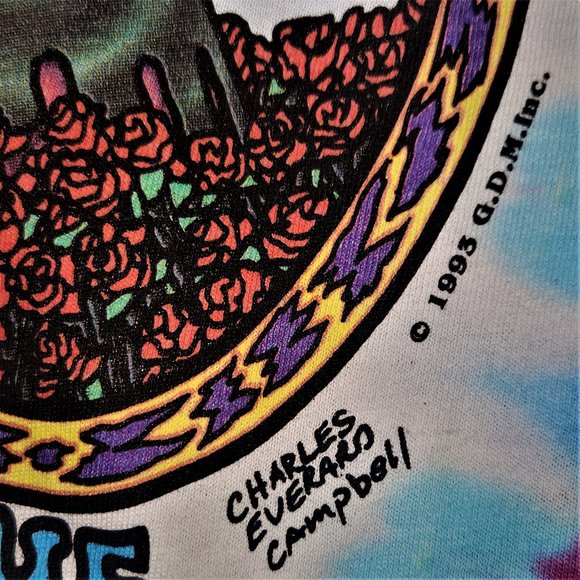 Grateful Dead Endless Tour Original 1993 Tie Dye Liquid Blue rock T-Shirt XL NWT - Picture 7 of 7